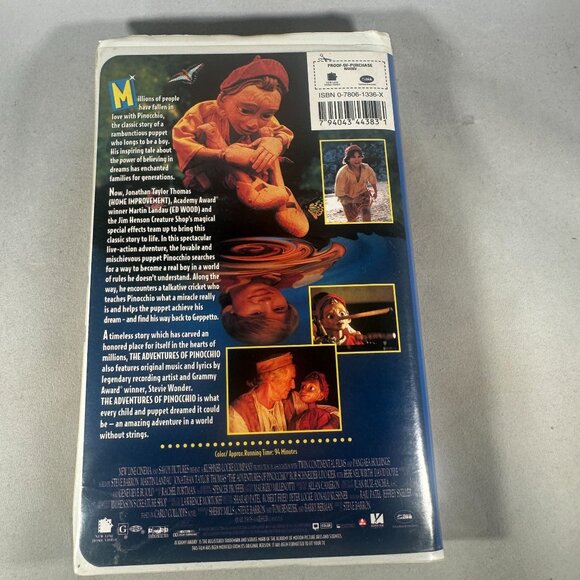 The Adventures Of Pinocchio VHS 1996 Family Classic W/ Martin Landau - Picture 2 of 3